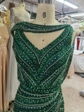 2020 Real Sample Pictures Rhinestones Mermaid Sexy Slit Prom Gown Vestido De Festa Evening Dress