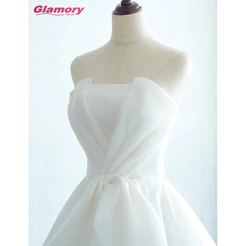 White Africa Dresses Unique Big Bow Long Gowns for Women Ball Gown Bridal Wedding Dress