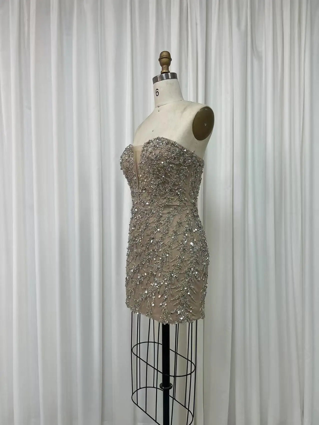 Short Beaded Prom Dress Fashion Sweet heart Mini Party Gown for Sexy Ladies