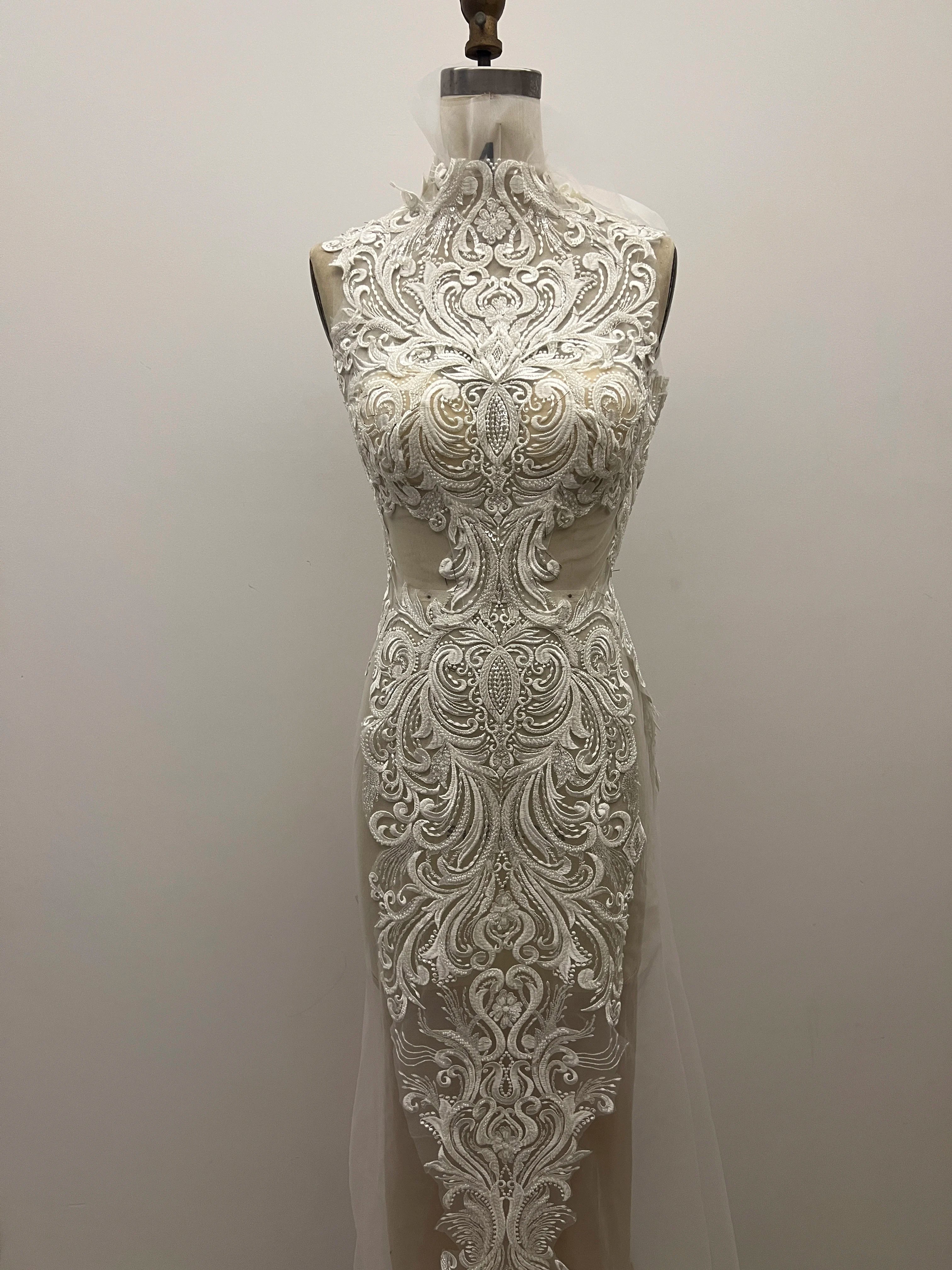 2024 NEW Long Sleeve Saudi Arabia Dresses High Neck Lace Beading Mermaid Wedding Dress