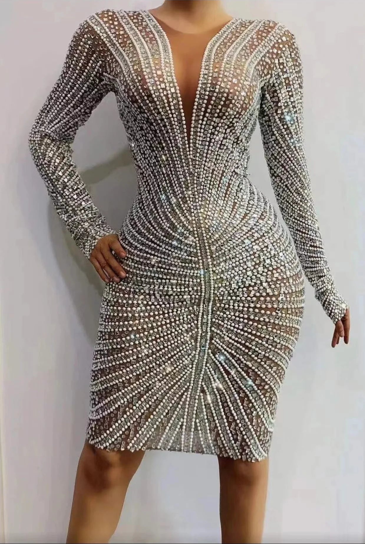 Luxury Elegant Deep V NudeWoman Evening Gown Slim Printed Long Dresses Suitable for Formal Parties