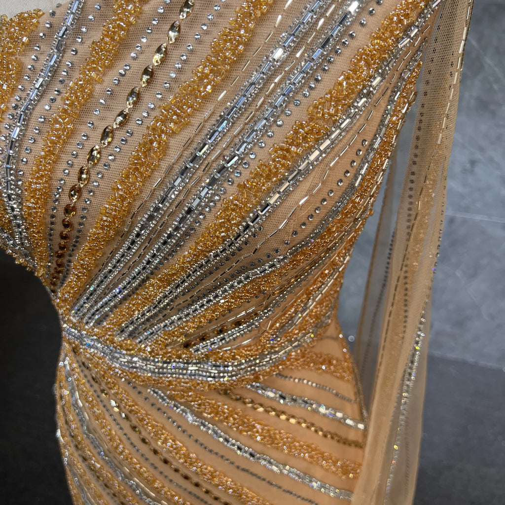 New Fashion Sexy One-Shoulder Bustier Corset Elegant Bodycon Elegant Beading  Evening Dresses