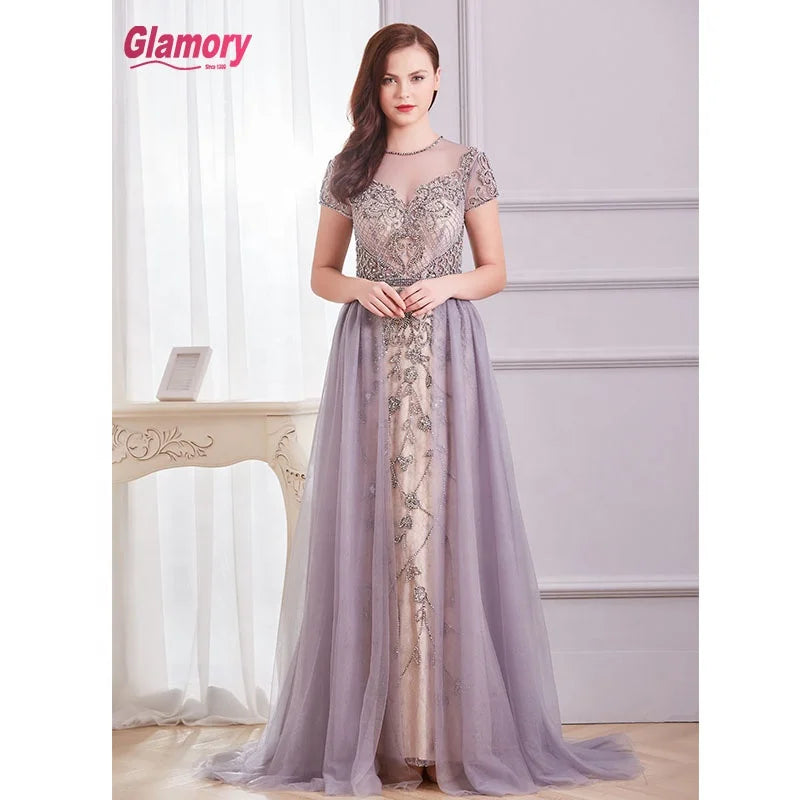 Gray Evening Dress With Dubai Design 2020  Luxury A-Line Formal Party Gown