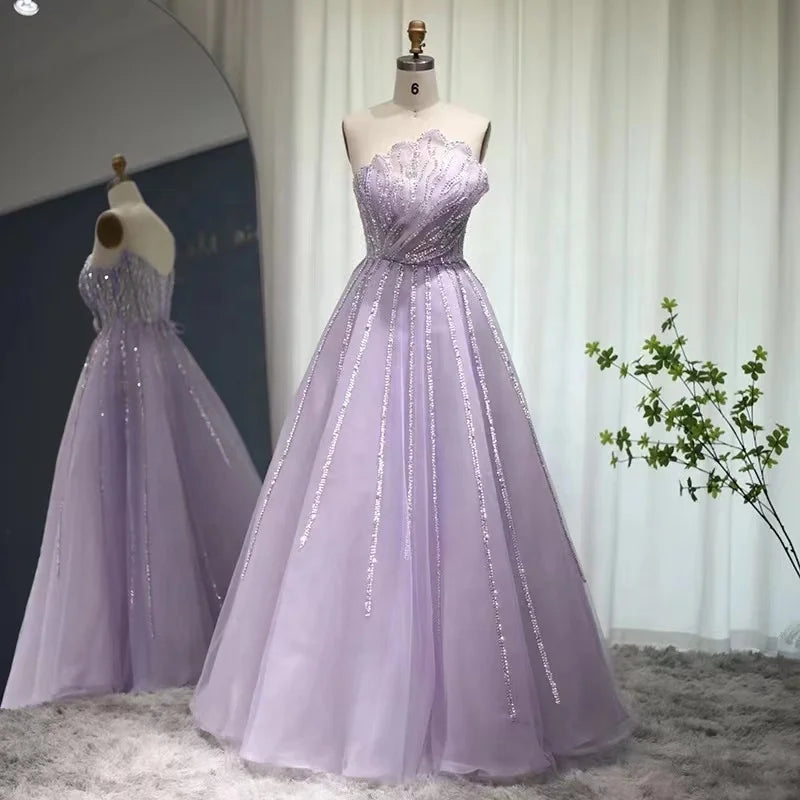2022 Lilac a Line Evening Gowns High Quality Elegant Formal Party Prom Beading for Women Evening Dresses
