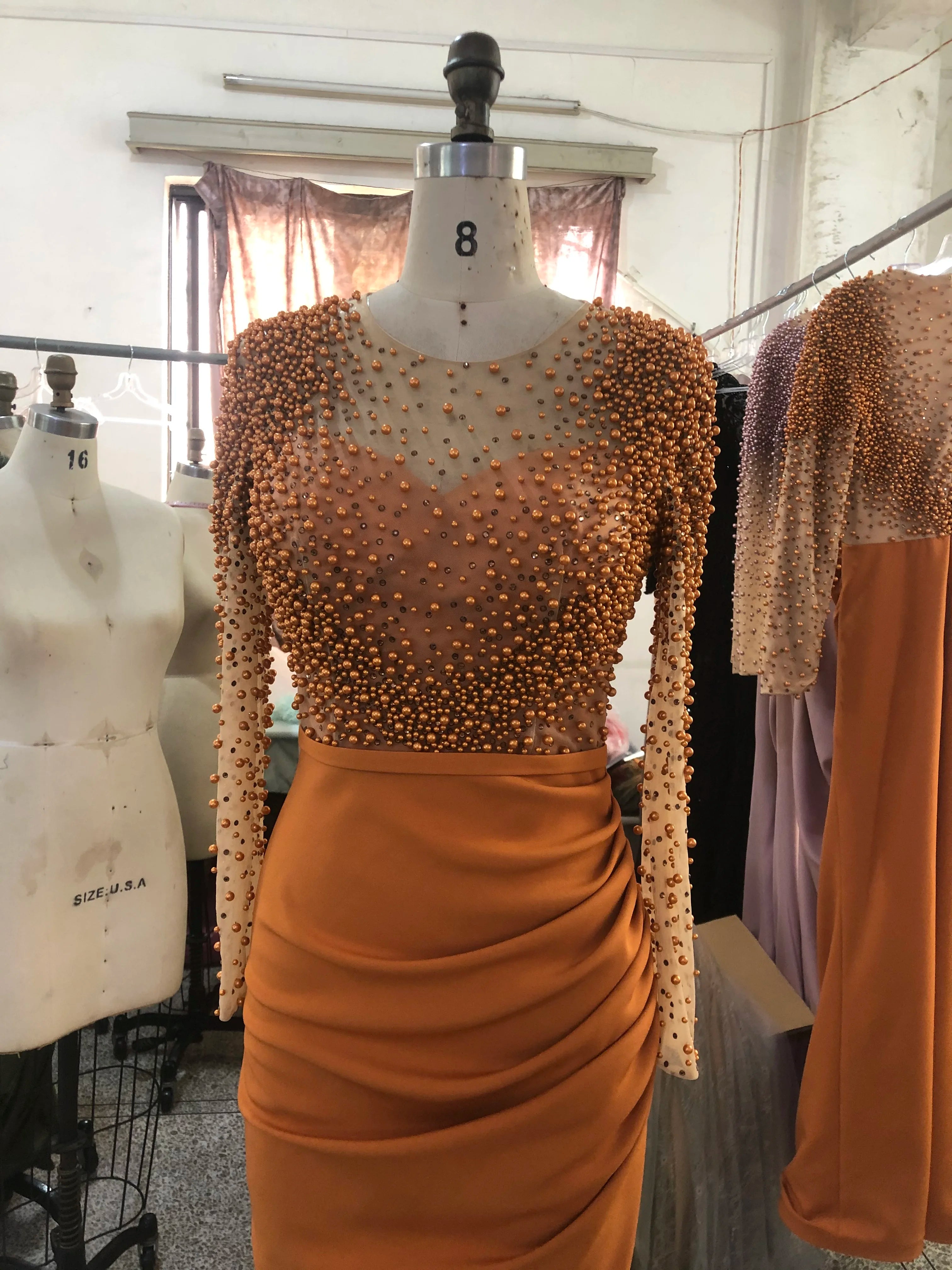 2022 Womens Sexy Beaded Patchwork Slit Satin Women Dress Short Sleeved Elegant Party Gown Dress for Women