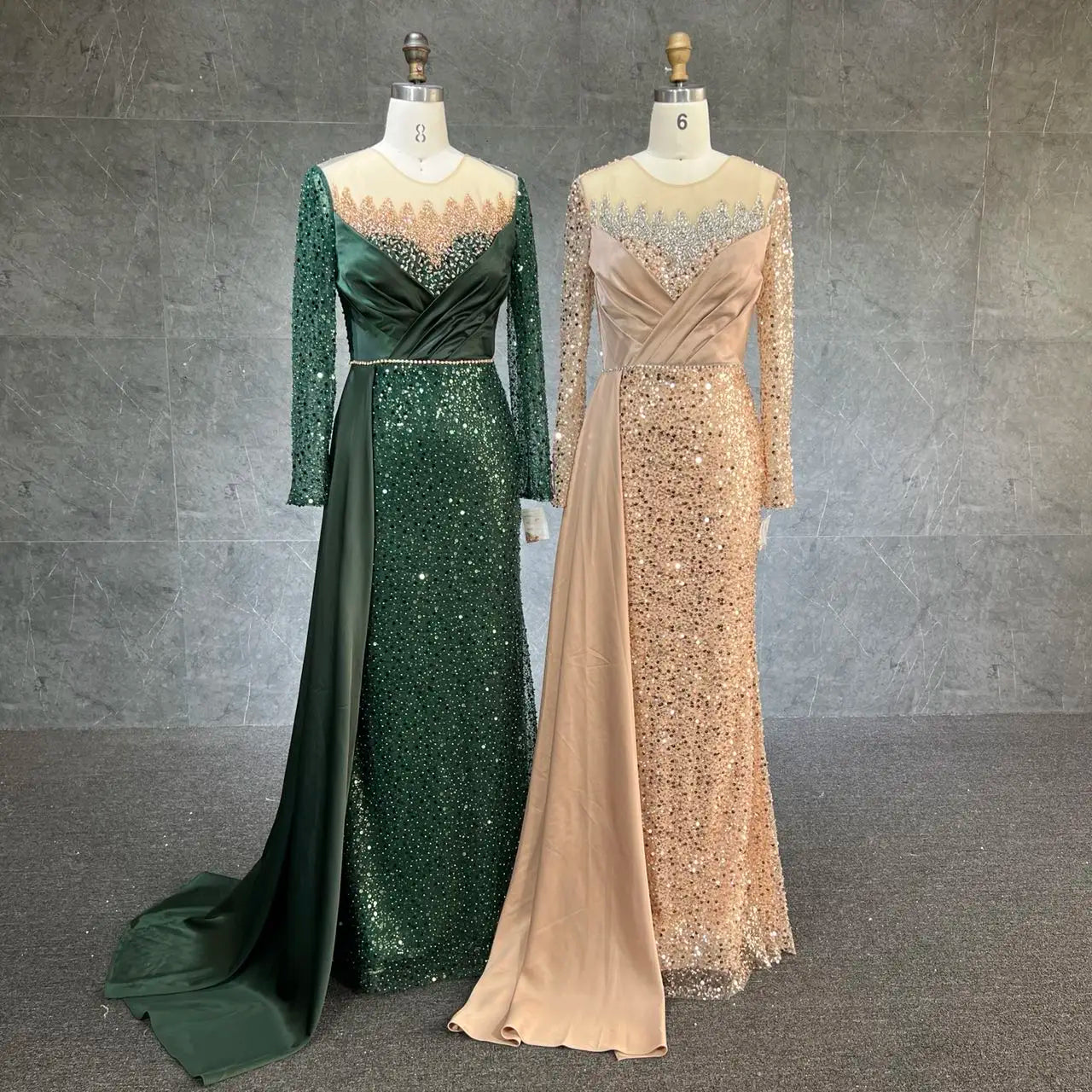 2022 New Arrival Luxury  Elegant Mermaid Sequined Evening Dress With Cape for Women Plus Size With Pearls