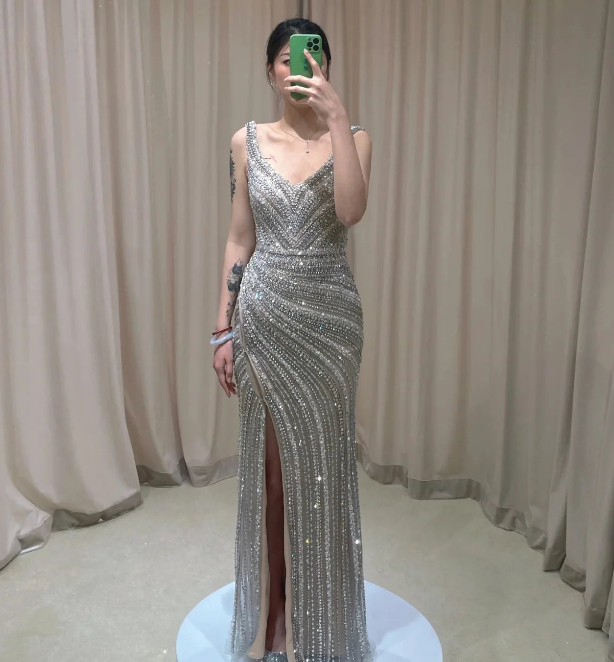 Sexy Mermaid Evening Dresses Spaghetti Straps Side Slit Sleeveless Floor Length Women Formal Dress for Special Events