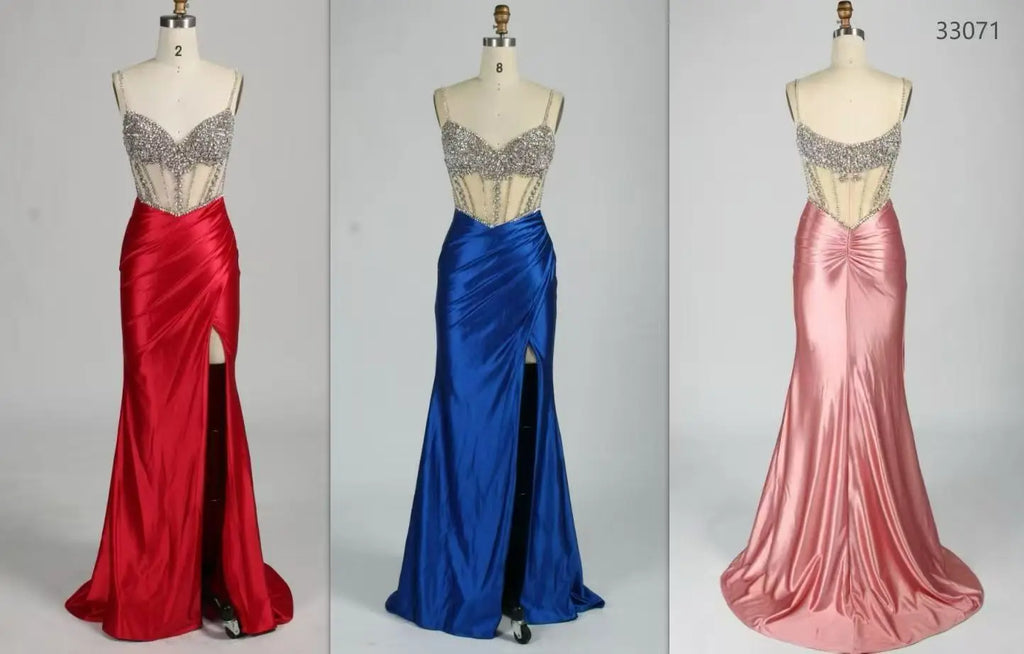 Black Luxury Beaded Crystal Hand Made Beading Sexy Evening Dress With Slit Night Elegant Prom Dresses for Women