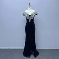 New High Quality Black Color Long Length Dress Thick Velvet Sexy V Neck Design Sexy Party Dress