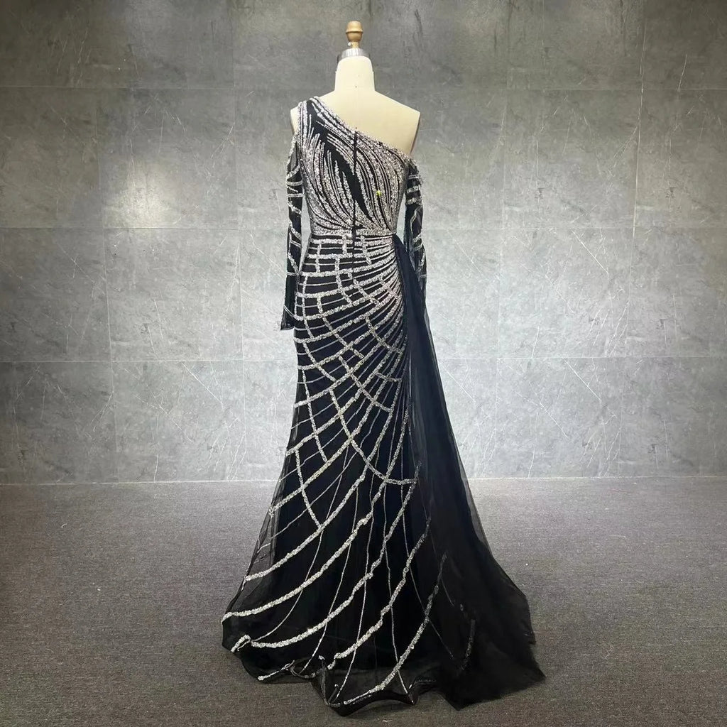 NEW 2024 One Shoulder Luxury Dubai Evening Dress Arabic Mermaid Prom Formal Dress for Wedding Party