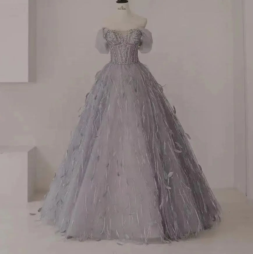 2023 Luxury Dubai Evening Dress Off Shoulder  Arabic Women Wedding Party Prom Gown