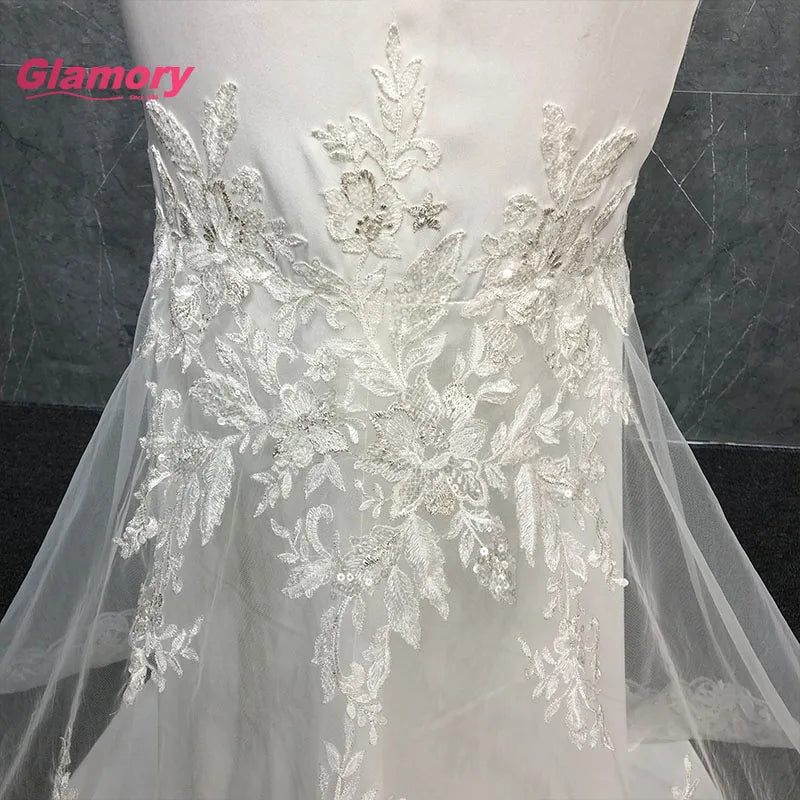 Sexy Mermaid Satin Off Shoulder Vestido De Noiva White High Quality Luxury Lace Long Trailing Bridal Wedding Dress